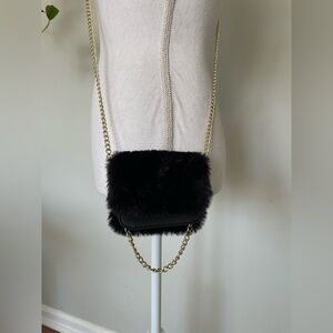 Faux Fur Mini Black Crossbody Hand Bag Accessory